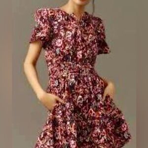 NWT Anthropologie Somerset Mini Dress: Corduroy Edition in Pink Flora L